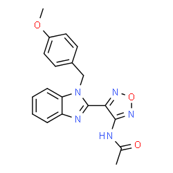 ChemSpider 2D Image | N-{4-[1-(4-Methoxybenzyl)-1H-benzimidazol-2-yl]-1,2,5-oxadiazol-3-yl}acetamide | C19H17N5O3