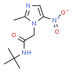 ChemSpider 2D Image | 2-(2-Methyl-5-nitro-1H-imidazol-1-yl)-N-(2-methyl-2-propanyl)acetamide | C10H16N4O3
