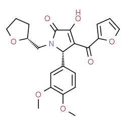 ChemSpider 2D Image | (5S)-5-(3,4-Dimethoxyphenyl)-4-(2-furoyl)-3-hydroxy-1-[(2R)-tetrahydro-2-furanylmethyl]-1,5-dihydro-2H-pyrrol-2-one | C22H23NO7