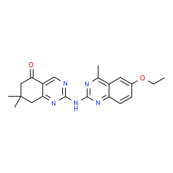 ChemSpider 2D Image | 2-[(6-Ethoxy-4-methyl-2-quinazolinyl)amino]-7,7-dimethyl-7,8-dihydro-5(6H)-quinazolinone | C21H23N5O2
