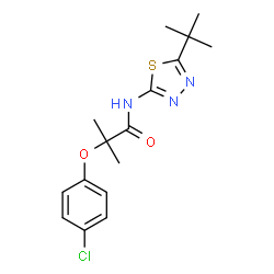 ChemSpider 2D Image | 2-(4-Chlorophenoxy)-2-methyl-N-[5-(2-methyl-2-propanyl)-1,3,4-thiadiazol-2-yl]propanamide | C16H20ClN3O2S