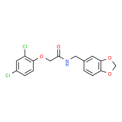 ChemSpider 2D Image | N-(1,3-Benzodioxol-5-ylmethyl)-2-(2,4-dichlorophenoxy)acetamide | C16H13Cl2NO4