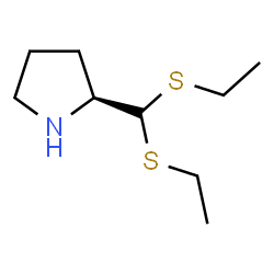 ChemSpider 2D Image | (2S)-2-[Bis(ethylsulfanyl)methyl]pyrrolidine | C9H19NS2