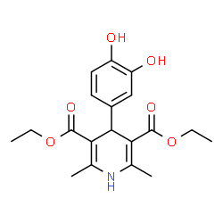 ChemSpider 2D Image | Diethyl 4-(3,4-dihydroxyphenyl)-2,6-dimethyl-1,4-dihydro-3,5-pyridinedicarboxylate | C19H23NO6