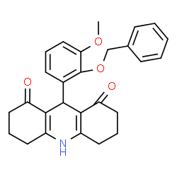 ChemSpider 2D Image | 9-[2-(Benzyloxy)-3-methoxyphenyl]-3,4,6,7,9,10-hexahydro-1,8(2H,5H)-acridinedione | C27H27NO4