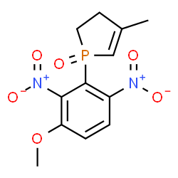 ChemSpider 2D Image | 1-(3-Methoxy-2,6-dinitrophenyl)-4-methyl-2,3-dihydro-1H-phosphole 1-oxide | C12H13N2O6P