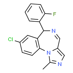 ChemSpider 2D Image | 8-Chloro-6-(2-fluorophenyl)-1-methyl-6H-imidazo[1,5-a][1,4]benzodiazepine | C18H13ClFN3