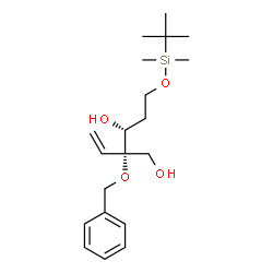 ChemSpider 2D Image | 2-O-Benzyl-4-deoxy-5-O-[dimethyl(2-methyl-2-propanyl)silyl]-2-C-vinyl-D-erythro-pentitol | C20H34O4Si
