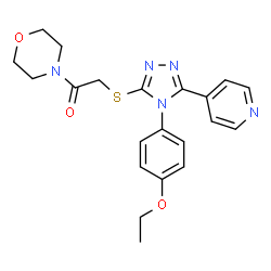 ChemSpider 2D Image | 2-{[4-(4-Ethoxyphenyl)-5-(4-pyridinyl)-4H-1,2,4-triazol-3-yl]sulfanyl}-1-(4-morpholinyl)ethanone | C21H23N5O3S
