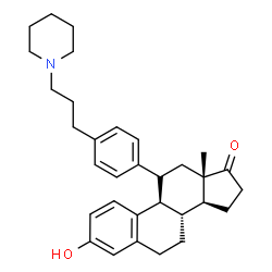 ChemSpider 2D Image | 3-Hydroxy-11-{4-[3-(1-piperidinyl)propyl]phenyl}estra-1,3,5(10)-trien-17-one | C32H41NO2