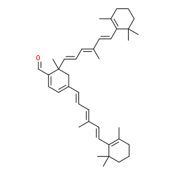 ChemSpider 2D Image | 6-Methyl-4,6-bis[(1E,3E,5E)-4-methyl-6-(2,6,6-trimethyl-1-cyclohexen-1-yl)-1,3,5-hexatrien-1-yl]-1,3-cyclohexadiene-1-carbaldehyde | C40H54O
