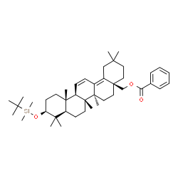 ChemSpider 2D Image | (3beta)-3-{[Dimethyl(2-methyl-2-propanyl)silyl]oxy}oleana-11,13(18)-dien-28-yl benzoate | C43H66O3Si