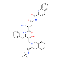 ChemSpider 2D Image | N~1~-{(2S,3R)-3-Hydroxy-4-[(3S,4aR,8aS)-3-[(2-methyl-2-propanyl)carbamoyl]octahydro-2(1H)-isoquinolinyl]-1-phenyl-2-butanyl}-N~4~-(2-quinolinylcarbonyl)-L-aspartamide | C38H50N6O5