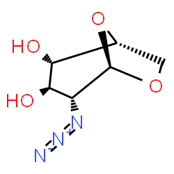 ChemSpider 2D Image | (1R,2S,3R,4R,5R)-4-Azido-6,8-dioxabicyclo[3.2.1]octane-2,3-diol | C6H9N3O4