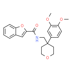 ChemSpider 2D Image | N-{[4-(3,4-Dimethoxyphenyl)tetrahydro-2H-pyran-4-yl]methyl}-1-benzofuran-2-carboxamide | C23H25NO5