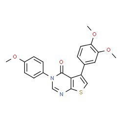 ChemSpider 2D Image | 5-(3,4-Dimethoxyphenyl)-3-(4-methoxyphenyl)thieno[2,3-d]pyrimidin-4(3H)-one | C21H18N2O4S