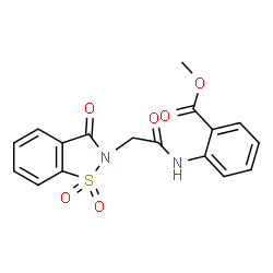 ChemSpider 2D Image | Methyl 2-{[(1,1-dioxido-3-oxo-1,2-benzothiazol-2(3H)-yl)acetyl]amino}benzoate | C17H14N2O6S