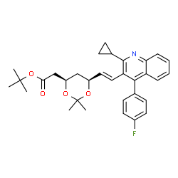 ChemSpider 2D Image | t-Butyl (3R,5S)-7-[2-cyclopropyl-4-(4-fluorophenyl)quinolin-3-yl]-3,5-isopropylidenedioxy-6-heptenoate | C32H36FNO4
