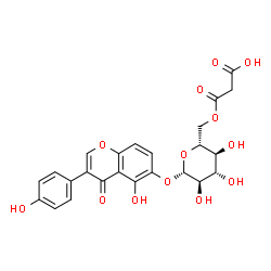 ChemSpider 2D Image | 5-Hydroxy-3-(4-hydroxyphenyl)-4-oxo-4H-chromen-6-yl 6-O-(carboxyacetyl)-beta-D-glucopyranoside | C24H22O13