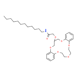 ChemSpider 2D Image | N-Dodecyl-2-(6,7,9,10,18,19-hexahydro-17H-dibenzo[b,k][1,4,7,10,13]pentaoxacyclohexadecin-18-yloxy)acetamide | C33H49NO7