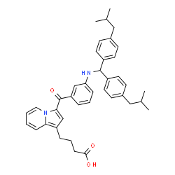 ChemSpider 2D Image | 4-[3-(3-{[Bis(4-isobutylphenyl)methyl]amino}benzoyl)-1-indolizinyl]butanoic acid | C40H44N2O3