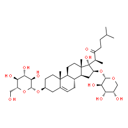 ChemSpider 2D Image | (3beta,16beta)-16-(alpha-L-Arabinopyranosyloxy)-17-hydroxy-22-oxocholest-5-en-3-yl beta-D-glucopyranoside | C38H62O13