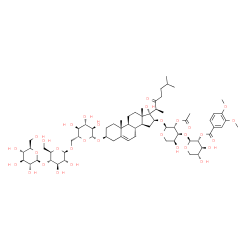 ChemSpider 2D Image | (3beta,16beta)-16-({2-O-Acetyl-3-O-[2-O-(3,4-dimethoxybenzoyl)-beta-D-xylopyranosyl]-alpha-L-arabinopyranosyl}oxy)-17-hydroxy-22-oxocholest-5-en-3-yl beta-D-glucopyranosyl-(1->4)-beta-D-glucopyranosyl
-(1->6)-beta-D-glucopyranoside | C66H100O31