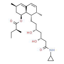ChemSpider 2D Image | (1S,3R,7S,8S,8aR)-8-[(3R,5R)-7-(Cyclopropylamino)-3,5-dihydroxy-7-oxoheptyl]-3,7-dimethyl-1,2,3,7,8,8a-hexahydro-1-naphthalenyl (2S)-2-methylbutanoate | C27H43NO5