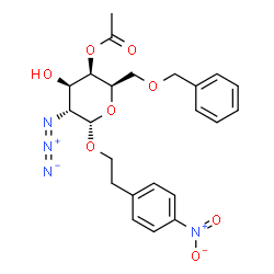 ChemSpider 2D Image | 2-(4-Nitrophenyl)ethyl 4-O-acetyl-2-azido-6-O-benzyl-2-deoxy-alpha-D-galactopyranoside | C23H26N4O8