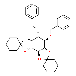 ChemSpider 2D Image | (3a'R,4'R,5'R,5a'S,8a'R,8b'R)-4',5'-Bis(benzyloxy)hexahydrodispiro[cyclohexane-1,2'-[1,3]dioxolo[4,5-e][1,3]benzodioxole-7',1''-cyclohexane] | C32H40O6