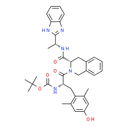 ChemSpider 2D Image | 2-Methyl-2-propanyl [(2S)-1-[(3S)-3-{[(1R)-1-(1H-benzimidazol-2-yl)ethyl]carbamoyl}-3,4-dihydro-2(1H)-isoquinolinyl]-3-(4-hydroxy-2,6-dimethylphenyl)-1-oxo-2-propanyl]carbamate | C35H41N5O5