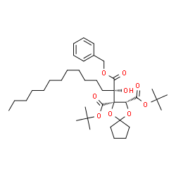 ChemSpider 2D Image | 5-Benzyl 1-(2-methyl-2-propanyl) 2,3-O-1,1-cyclopentanediyl-4-C-dodecyl-3-C-{[(2-methyl-2-propanyl)oxy]carbonyl}-D-xylarate | C38H60O9