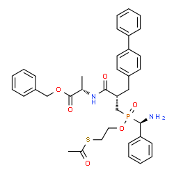 ChemSpider 2D Image | Benzyl N-[(2S)-3-{[2-(acetylsulfanyl)ethoxy][(R)-amino(phenyl)methyl]phosphoryl}-2-(4-biphenylylmethyl)propanoyl]-L-alaninate | C37H41N2O6PS