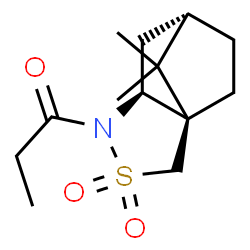 ChemSpider 2D Image | 1-[(1R,5S,7S)-10,10-Dimethyl-3,3-dioxido-3-thia-4-azatricyclo[5.2.1.0~1,5~]dec-4-yl]-1-propanone | C13H21NO3S