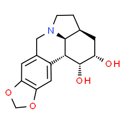 ChemSpider 2D Image | (1R,2S,3aS,12bR,12cS)-2,3,3a,4,5,7,12b,12c-Octahydro-1H-[1,3]dioxolo[4,5-j]pyrrolo[3,2,1-de]phenanthridine-1,2-diol | C16H19NO4