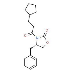 ChemSpider 2D Image | (4S)-4-Benzyl-3-(3-cyclopentylpropanoyl)-1,3-oxazolidin-2-one | C18H23NO3