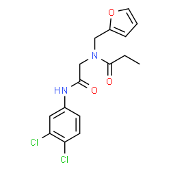 ChemSpider 2D Image | N-{2-[(3,4-Dichlorophenyl)amino]-2-oxoethyl}-N-(2-furylmethyl)propanamide | C16H16Cl2N2O3