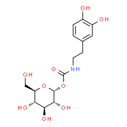 ChemSpider 2D Image | 1-O-{[2-(3,4-Dihydroxyphenyl)ethyl]carbamoyl}-alpha-D-glucopyranose | C15H21NO9