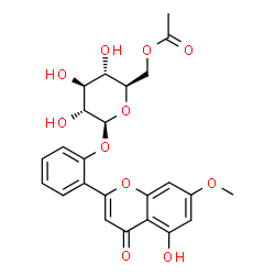 ChemSpider 2D Image | 2-(5-Hydroxy-7-methoxy-4-oxo-4H-chromen-2-yl)phenyl 6-O-acetyl-beta-D-glucopyranoside | C24H24O11