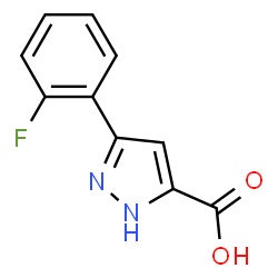 ChemSpider 2D Image | 3-(2-Fluorophenyl)-1H-pyrazole-5-carboxylic acid | C10H7FN2O2