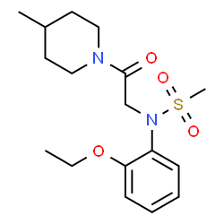 ChemSpider 2D Image | N-(2-Ethoxyphenyl)-N-[2-(4-methyl-1-piperidinyl)-2-oxoethyl]methanesulfonamide | C17H26N2O4S