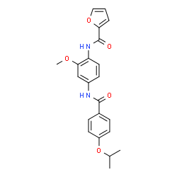 ChemSpider 2D Image | N-{4-[(4-Isopropoxybenzoyl)amino]-2-methoxyphenyl}-2-furamide | C22H22N2O5