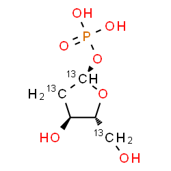 ChemSpider 2D Image | 2-Deoxy-1-O-phosphono-alpha-D-(1,2,5-~13~C_3_)-erythro-pentofuranose | C213C3H11O7P