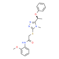 ChemSpider 2D Image | N-(2-Methoxyphenyl)-2-({4-methyl-5-[(1S)-1-phenoxyethyl]-4H-1,2,4-triazol-3-yl}sulfanyl)acetamide | C20H22N4O3S