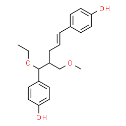 ChemSpider 2D Image | 4,4'-[(1E)-5-Ethoxy-4-(methoxymethyl)-1-pentene-1,5-diyl]diphenol | C21H26O4