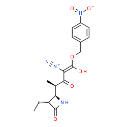 ChemSpider 2D Image | (1Z,4R)-4-[(2R,3R)-3-Ethyl-4-oxo-2-azetidinyl]-1-hydroxy-1-[(4-nitrobenzyl)oxy]-3-oxo-1-pentene-2-diazonium | C17H19N4O6