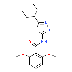 ChemSpider 2D Image | 2,6-Dimethoxy-N-[5-(3-pentanyl)-1,3,4-thiadiazol-2-yl]benzamide | C16H21N3O3S