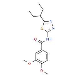 ChemSpider 2D Image | 3,4-Dimethoxy-N-[5-(3-pentanyl)-1,3,4-thiadiazol-2-yl]benzamide | C16H21N3O3S