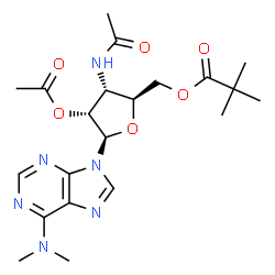 ChemSpider 2D Image | 3'-Acetamido-2'-O-acetyl-3'-deoxy-5'-O-(2,2-dimethylpropanoyl)-N,N-dimethyladenosine | C21H30N6O6