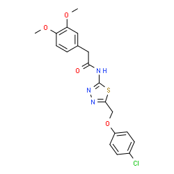 ChemSpider 2D Image | N-{5-[(4-Chlorophenoxy)methyl]-1,3,4-thiadiazol-2-yl}-2-(3,4-dimethoxyphenyl)acetamide | C19H18ClN3O4S